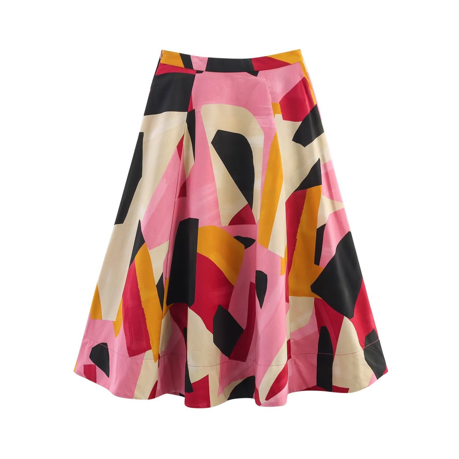 Versatile pleated printed MIDI midi skirt for women