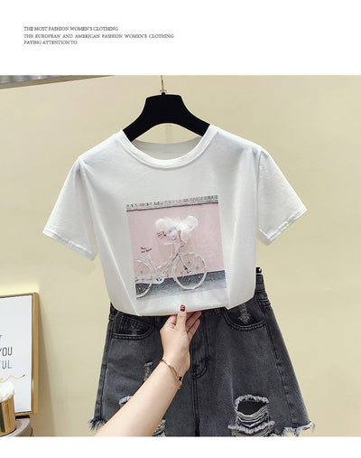 Summer Fashion With Loose Blouses, Women Cover Belly And Reduce Age, Short-sleeved T-shirts