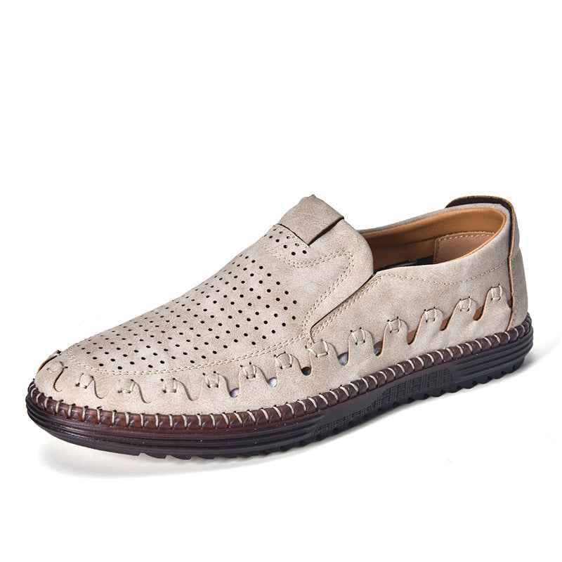 Men's Outdoor Casual Shoes Slip-on Flat Handmade Leather Shoes