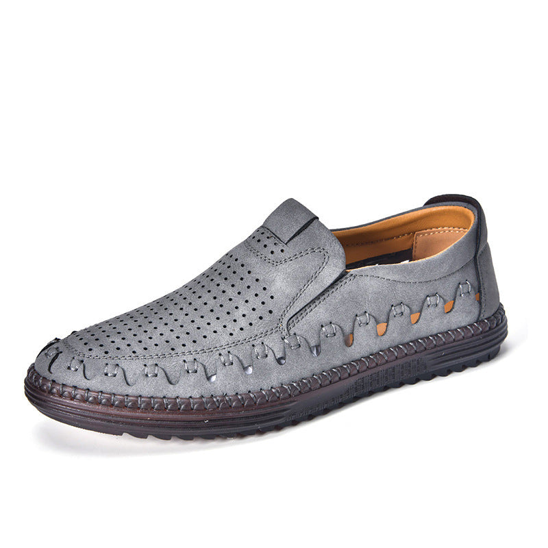 Men's Outdoor Casual Shoes Slip-on Flat Handmade Leather Shoes