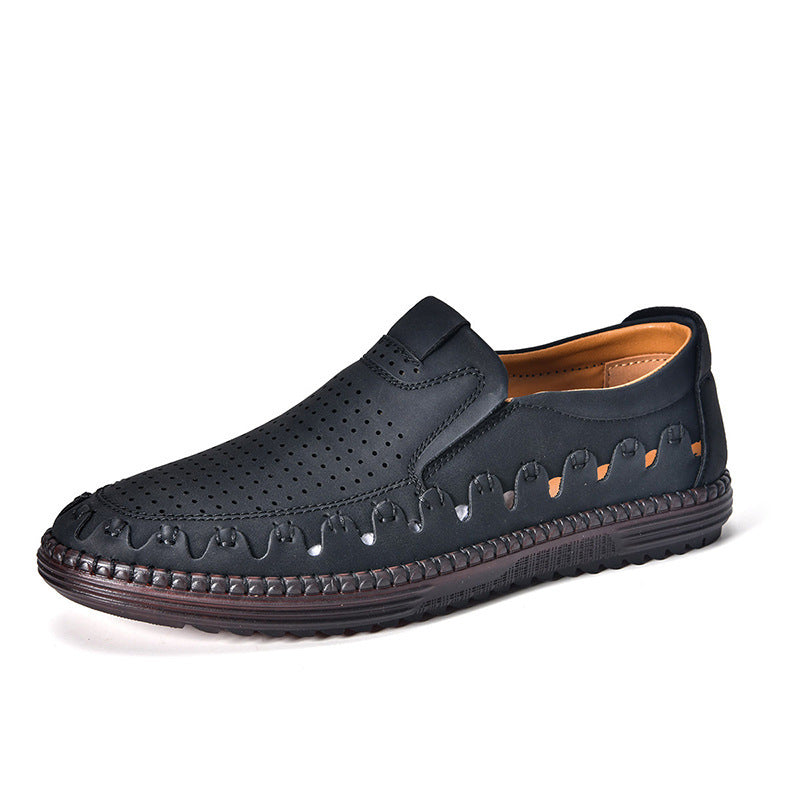 Men's Outdoor Casual Shoes Slip-on Flat Handmade Leather Shoes