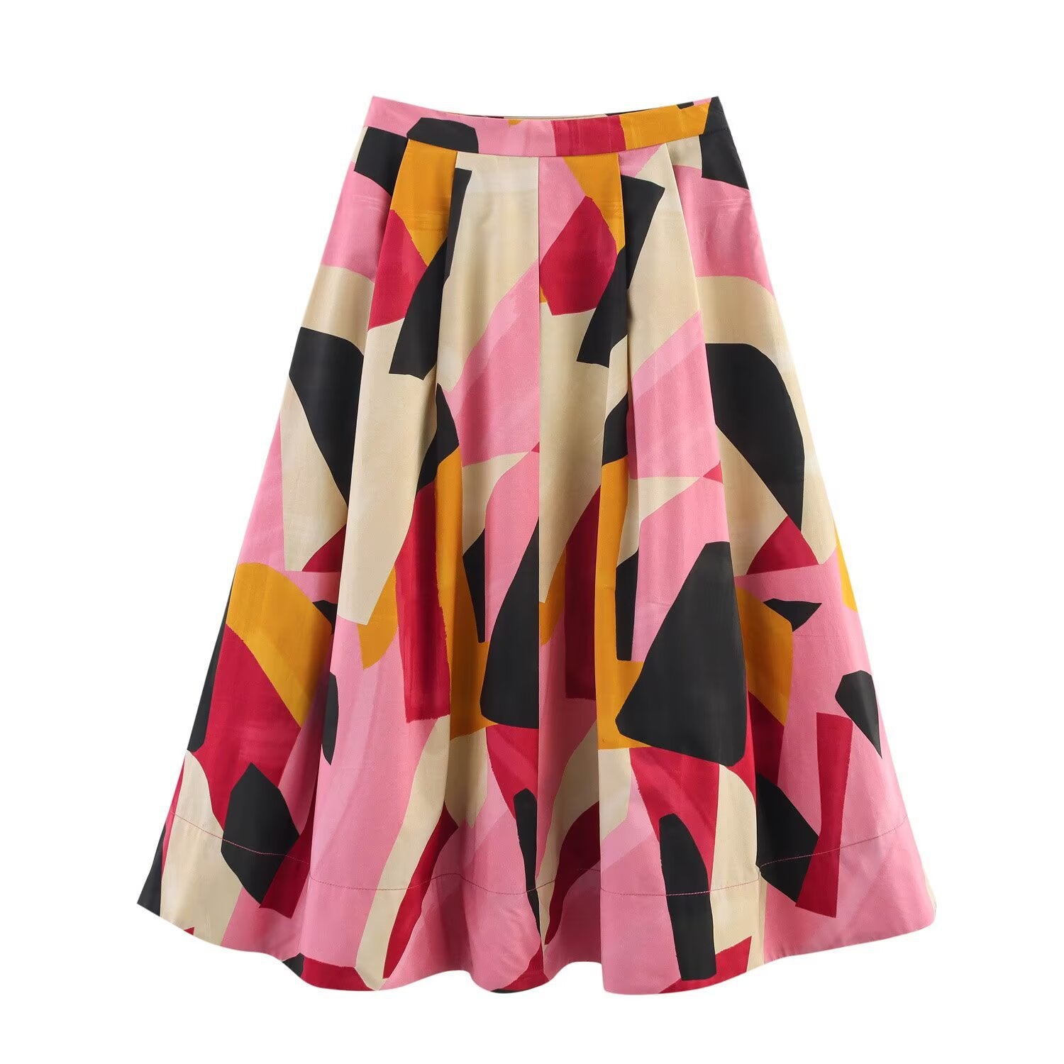 Versatile pleated printed MIDI midi skirt for women