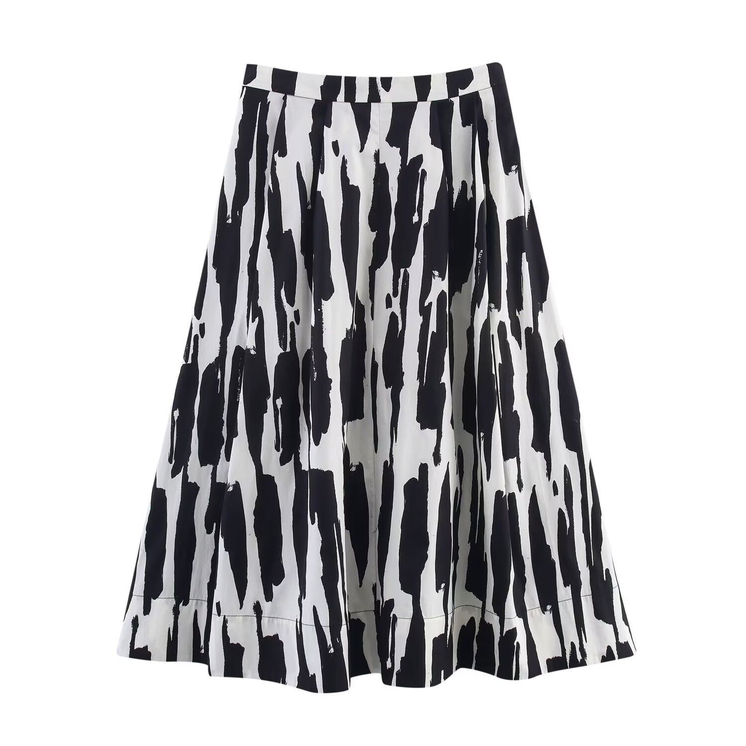 Versatile pleated printed MIDI midi skirt for women