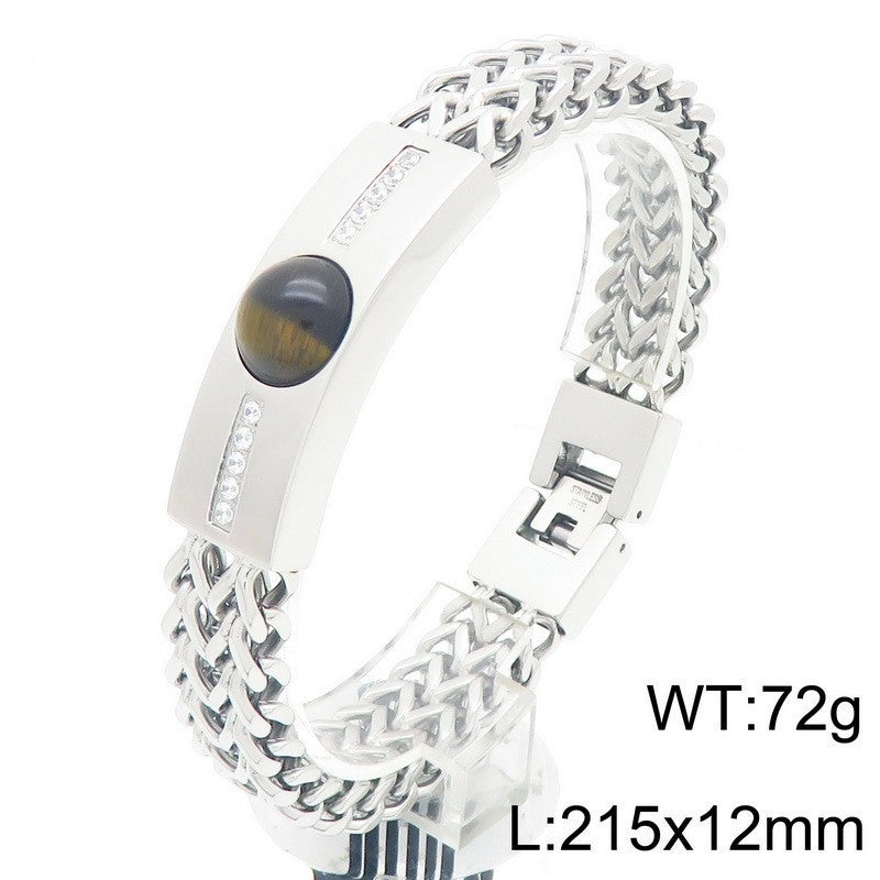 Men's Tigereye Curved Titanium Steel Bracelet