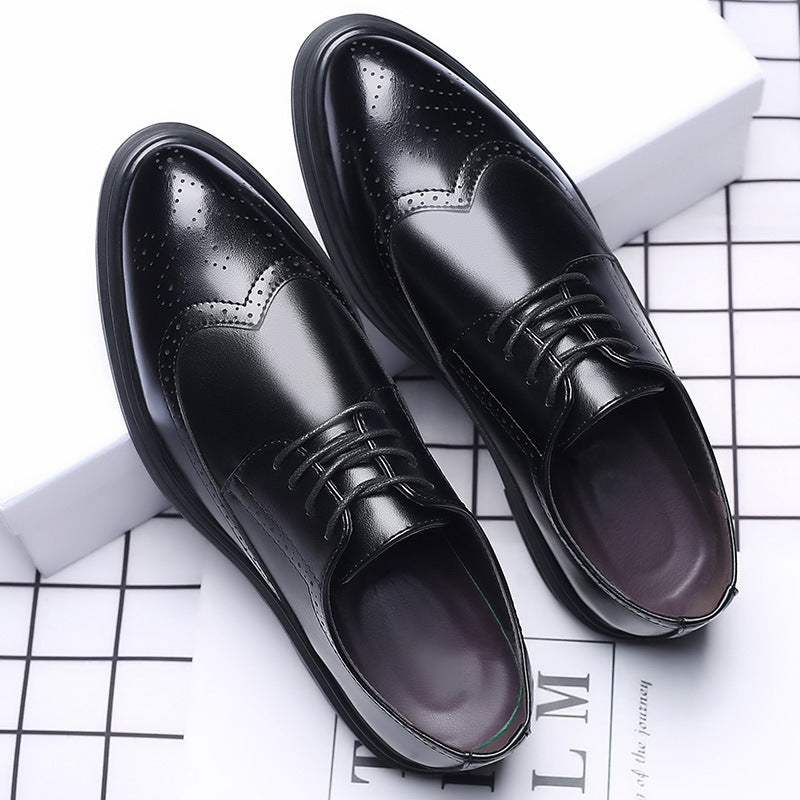 New Men's Brogue Leather Business Casual British Formal Leather Shoes