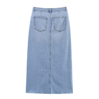 Street fashion slim fit Midi denim skirt for women