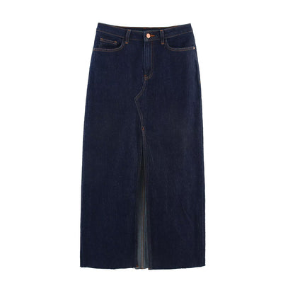 Street fashion slim fit Midi denim skirt for women