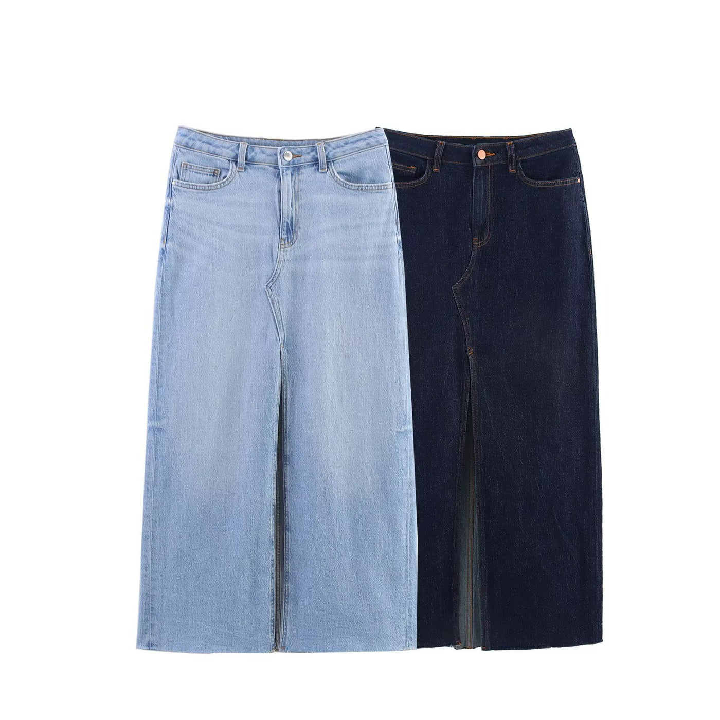 Street fashion slim fit Midi denim skirt for women