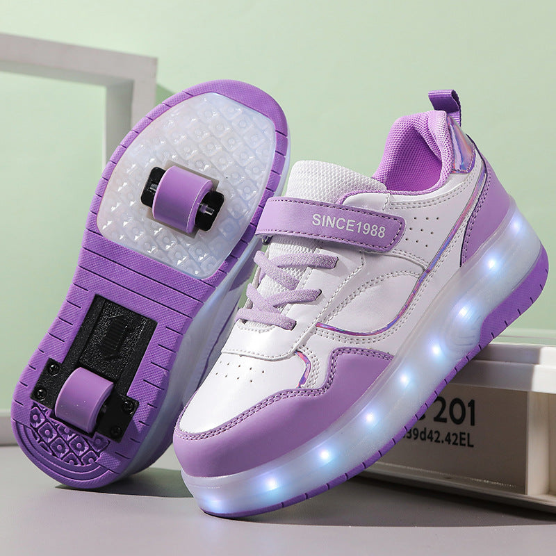 Boys And Girls Charging Flash Rollerskate