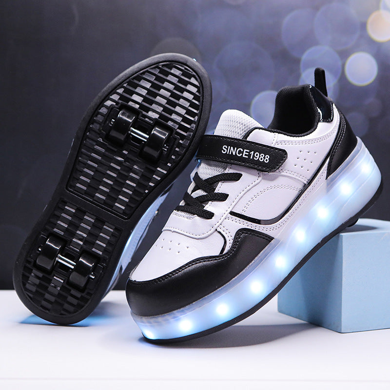 Boys And Girls Charging Flash Rollerskate