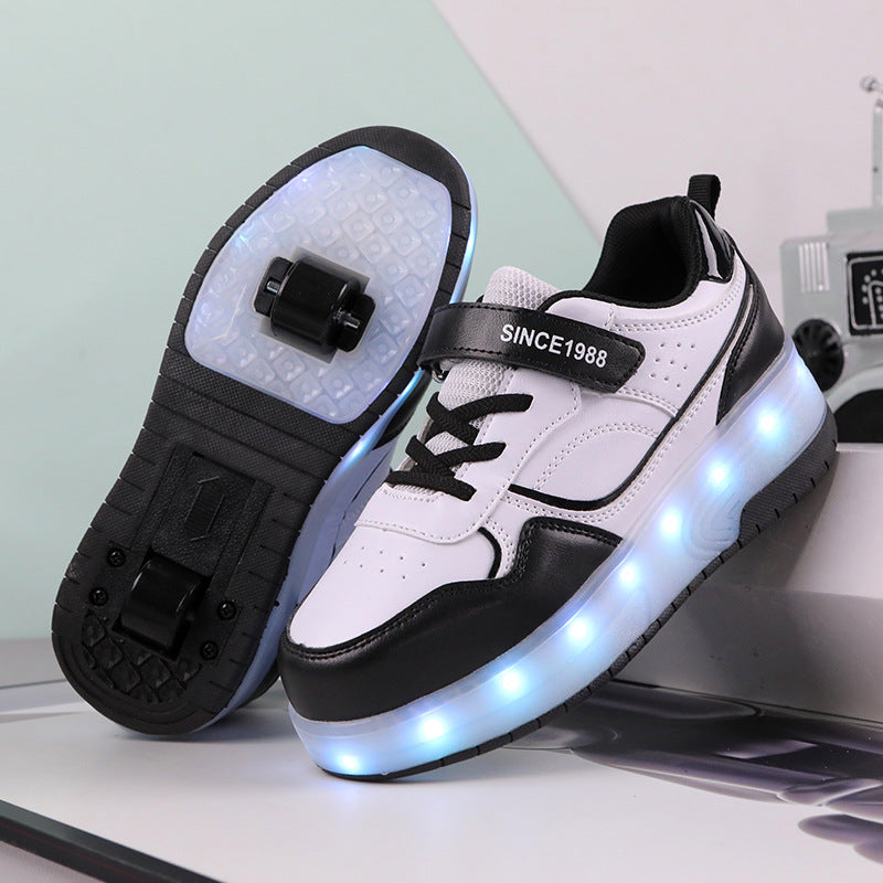 Boys And Girls Charging Flash Rollerskate