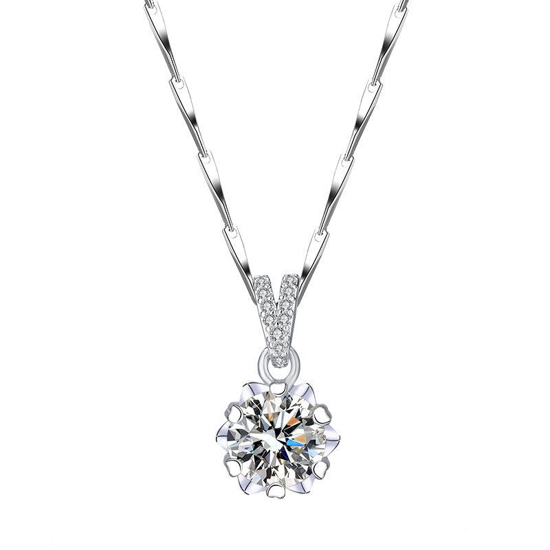 Snowflake Three-piece Simulation Moissanite Ring Necklace And Earring Suit