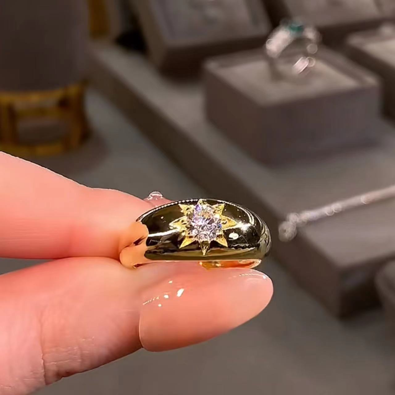 Special-interest Design Index Finger Ring Refined Zircon Open Ring