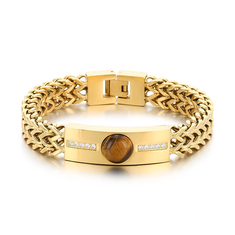 Men's Tigereye Curved Titanium Steel Bracelet