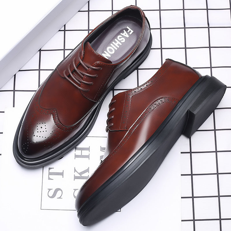 New Men's Brogue Leather Business Casual British Formal Leather Shoes